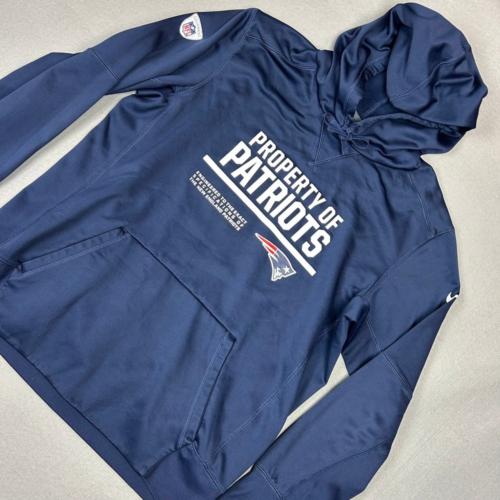 Nike Hoodie New England Patriots NFL Therma-FIT Men Large Navy Blue 746155-419